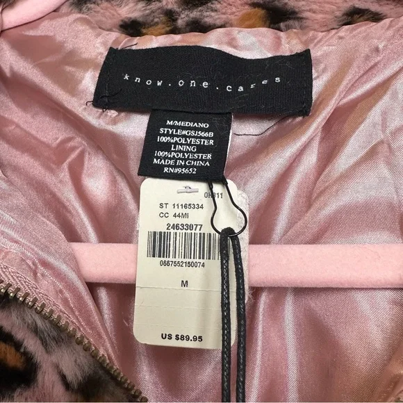 Pink Victoria's Secret Leopard Cheetah Fur Zip Teddy Bomber Jacket NWT - Picture 6 of 9